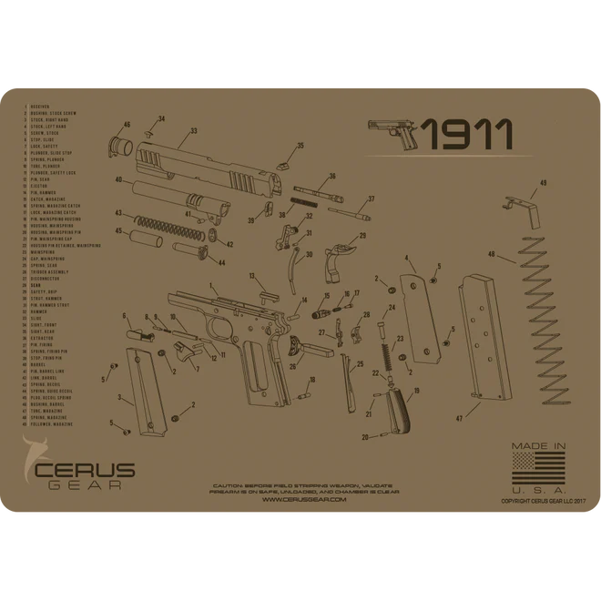 ProMat - 1911 Schematic Handgun Mat