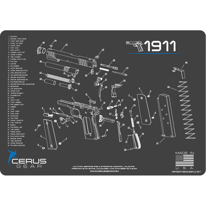 ProMat - 1911 Schematic Handgun Mat