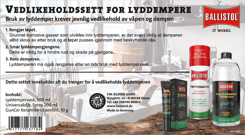 Ballistol Lyddemper Vedlikeholdsett - Ballistol