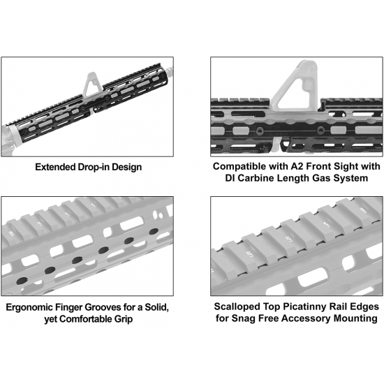 UTG PRO® AR15 Super Slim Drop-In M-LOK® Handguard, 15" Carbine