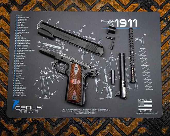 ProMat - 1911 Schematic Handgun Mat - Cerus Gear