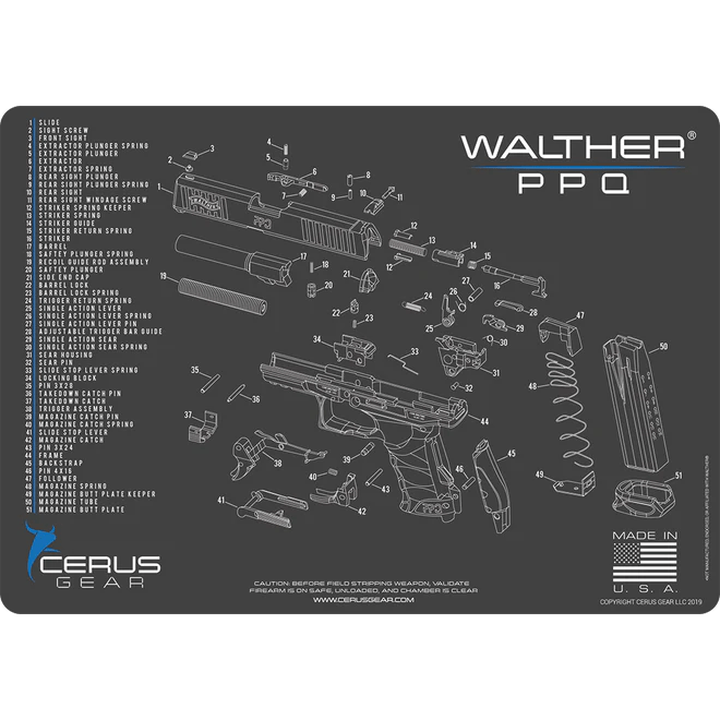 ProMat - Walther® PPQ® Schematic Handgun Mat - Cerus Gear