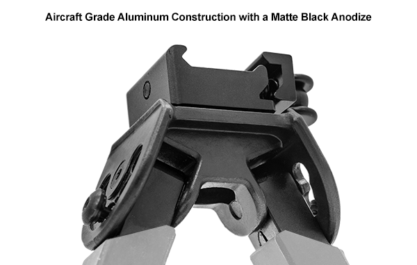 UTG® Rubber Armored Full Metal QD Bipod, 15 - 21.6 cm (6"- 8.5")